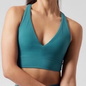 Athleta Sports Bra Teal Blue Racerback size L
